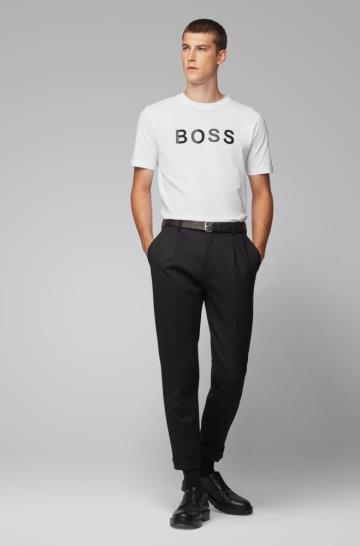 Koszulki BOSS Cotton Jersey Białe Męskie (Pl79075)